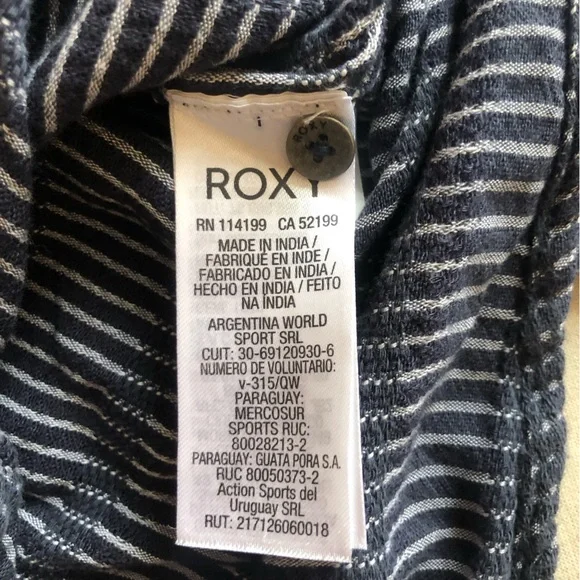 Roxy Navy and White Striped Top Large - Picture 9 of 10